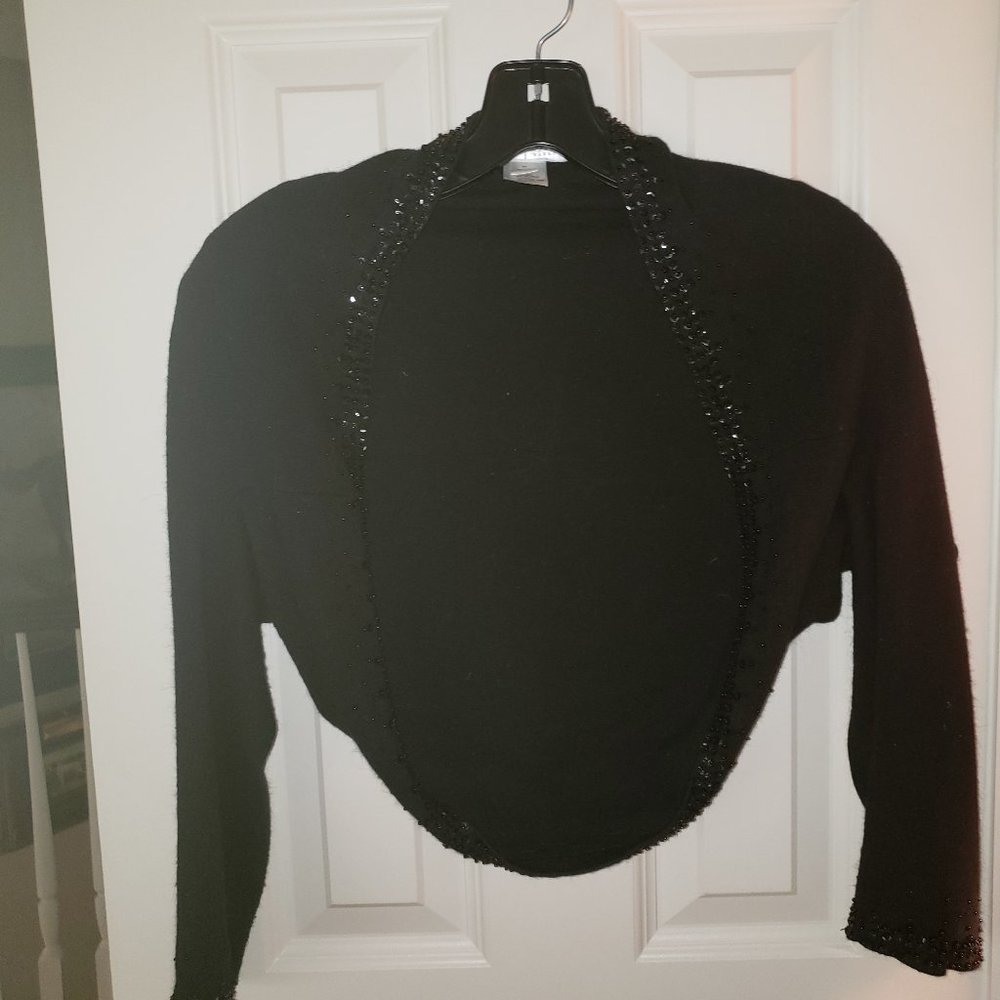Sequined silk & wool shrug sweater